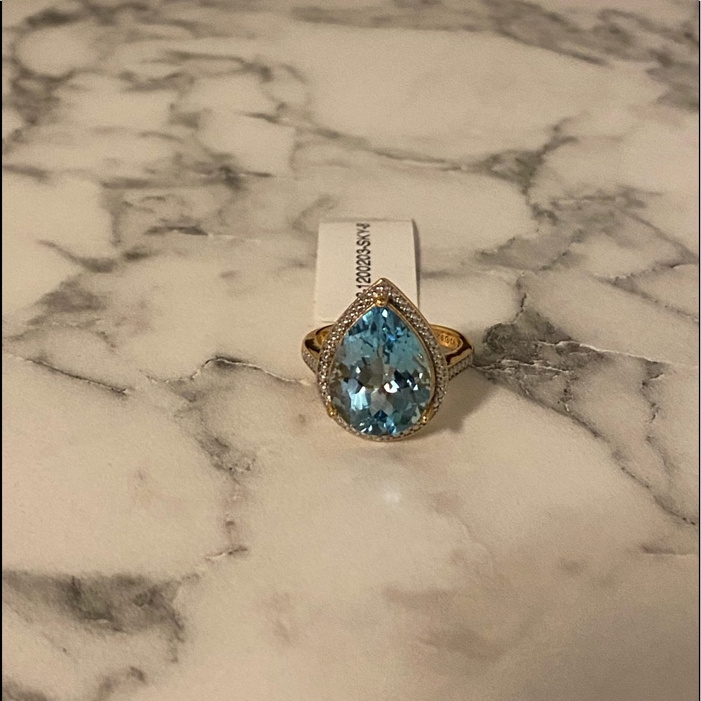 NWT Sky blue certified topaz 18k goldplated ring - Picture 11 of 13